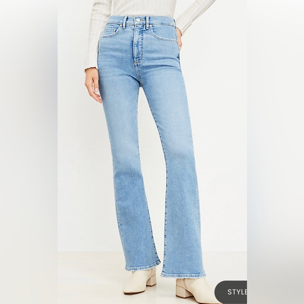 Loft High Rise Slim Flare Jeans in Bright Indigo Wash NWT!